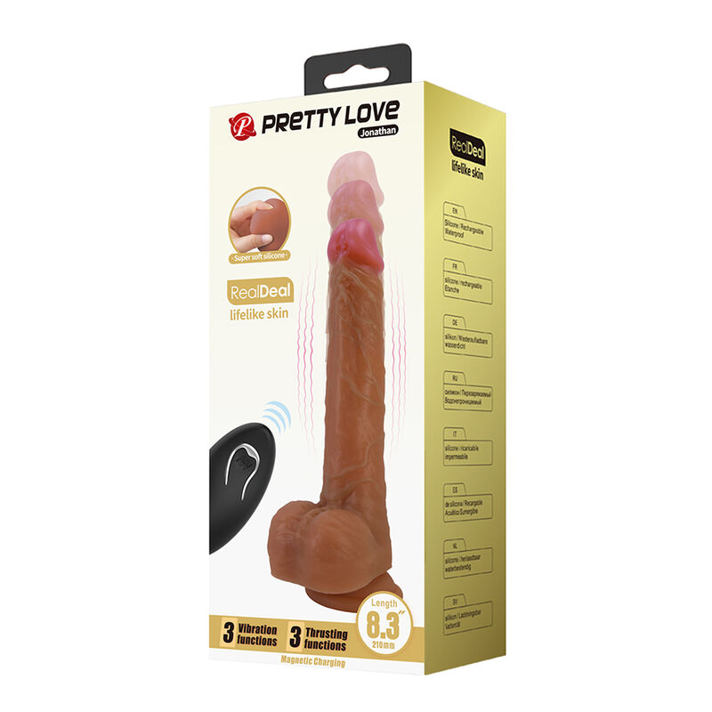 PRETTY LOVE - JONATHAN VIBRADOR REALÍSTICO CON EMPUJE MARRÓN CONTROL REMOTO - Imagen 2