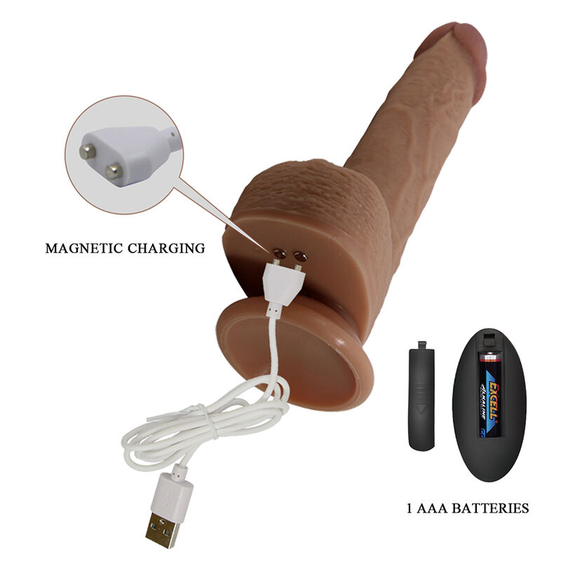 PRETTY LOVE - TOMMY VIBRADOR REALÍSTICO CON EMPUJE MARRÓN OSCURO CONTROL REMOTO - Imagen 9