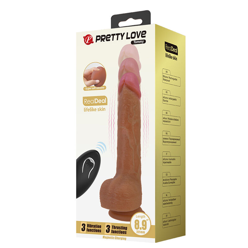 PRETTY LOVE - TOMMY VIBRADOR REALÍSTICO CON EMPUJE MARRÓN OSCURO CONTROL REMOTO - Imagen 2