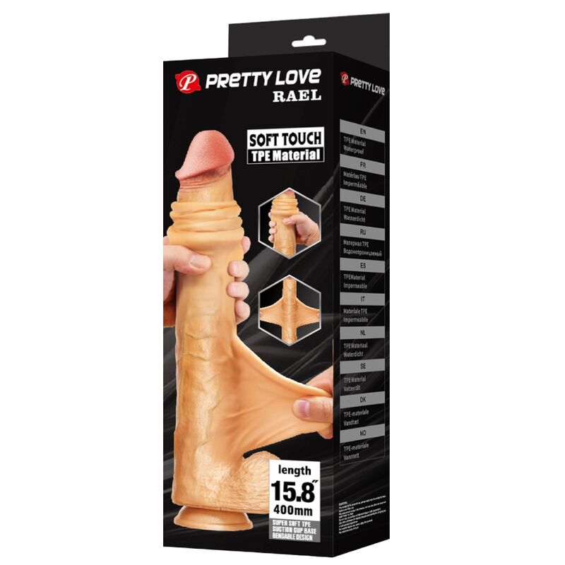 PRETTY LOVE - RAEL DILDO REALÍSTICO FLEXIBLE CON VENTOSA 40 CM -Ø- 6 CM MARRÓN - Imagen 8