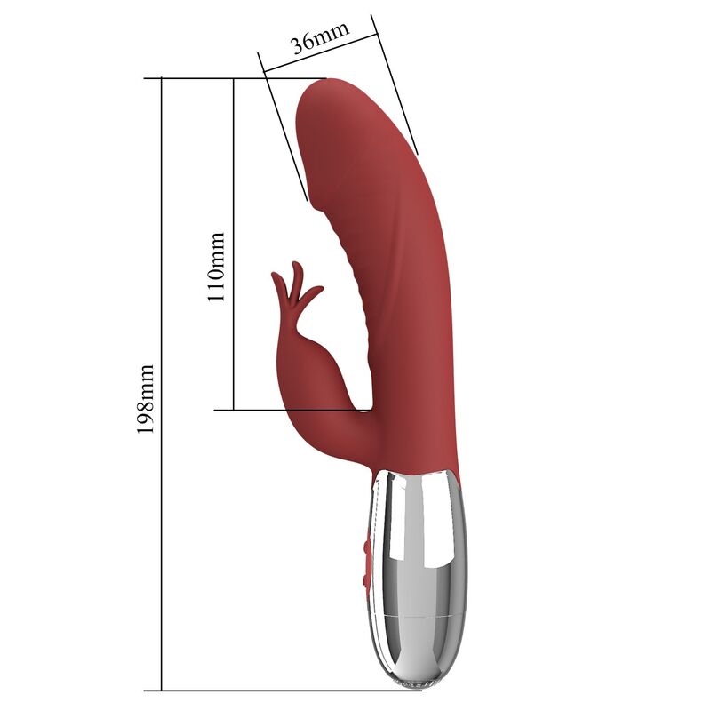 PRETTY LOVE - VIBRADOR RABBIT ROSEWOOD 30 FUNCIONES RECARGABLE USB ROJO - Imagen 7