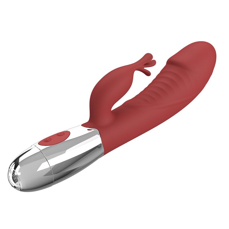 PRETTY LOVE - VIBRADOR RABBIT ROSEWOOD 30 FUNCIONES RECARGABLE USB ROJO - Imagen 4