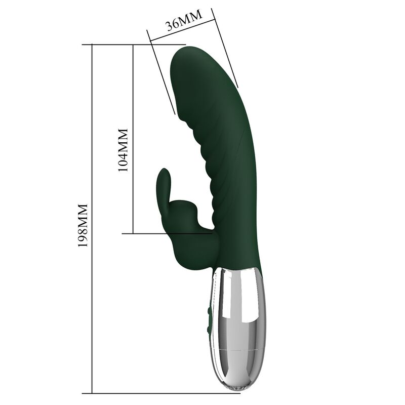 PRETTY LOVE - VIBRADOR RABBIT NAUGHTY BUNNY 30 FUNCIONES RECARGABLE USB VERDE - Imagen 9