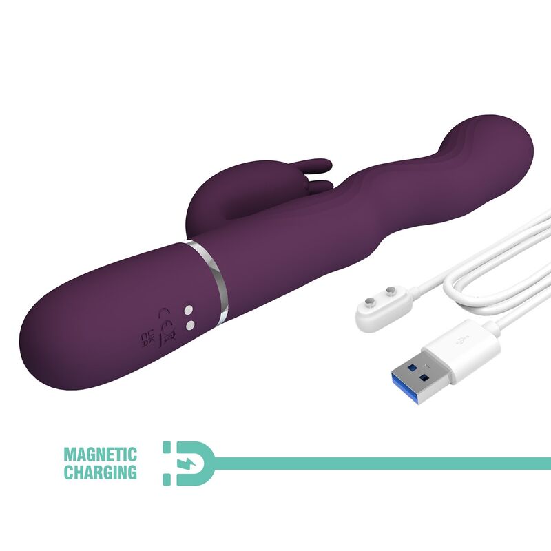 PRETTY LOVE - VIBRADOR RABBIT LOURSEN CON MOVIMIENTO OSCILANTE Y 7 VIBRACIONES RECARGABLE USB MORADO – Bild 8