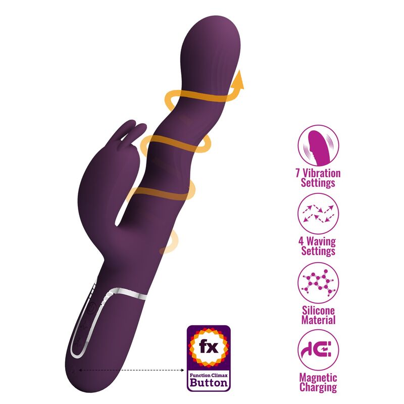 PRETTY LOVE - VIBRADOR RABBIT LOURSEN CON MOVIMIENTO OSCILANTE Y 7 VIBRACIONES RECARGABLE USB MORADO – Bild 5