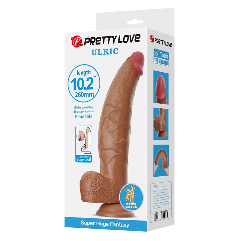 PRETTY LOVE - ULRIC DILDO REALÍSTICO FLEXIBLE 26 CM Ø 5,5 CM TPE MARRÓN - Image 3