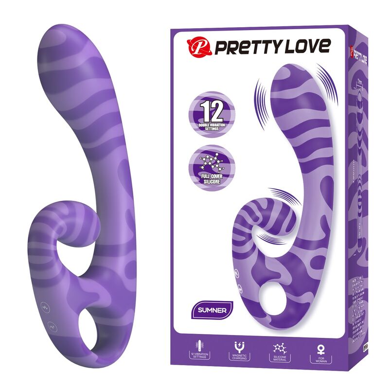 PRETTY LOVE - SUMMER VIBRADOR DOBLE CON ASA 19 CM Ø 3,5 CM MORADO - Imagen 6