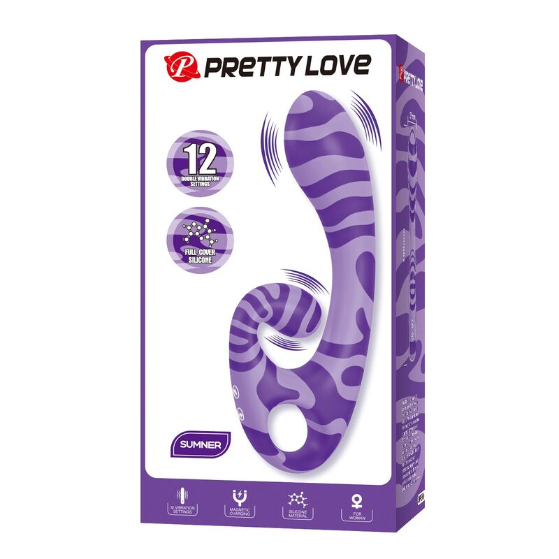 PRETTY LOVE - SUMMER VIBRADOR DOBLE CON ASA 19 CM Ø 3,5 CM MORADO - Imagen 7