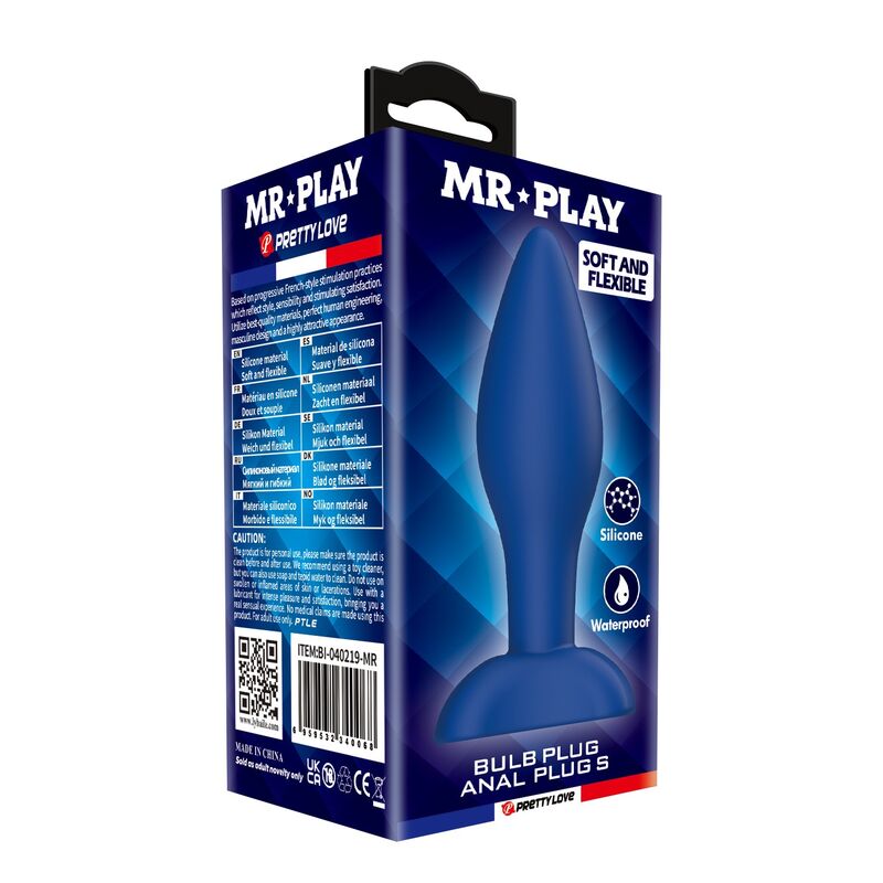 MR PLAY - PLUG ANAL CÓNICO SILICONA AZUL S - Imagen 8