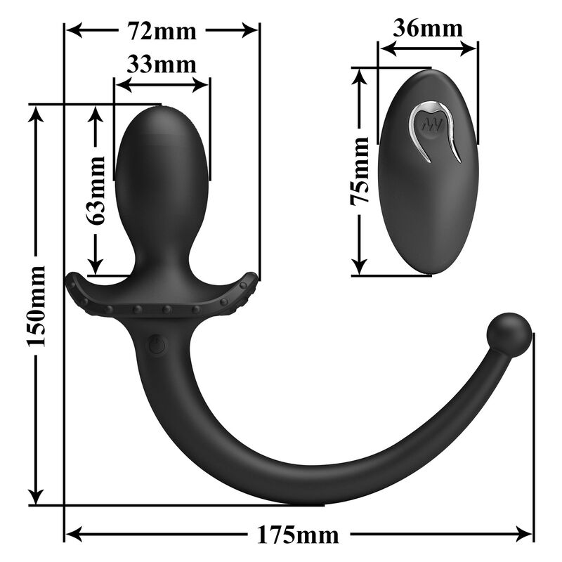 MR PLAY - VIBRADOR ANAL Y PERINEAL CON CONTROL REMOTO INALÁMBRICO NEGRO - Imagen 6