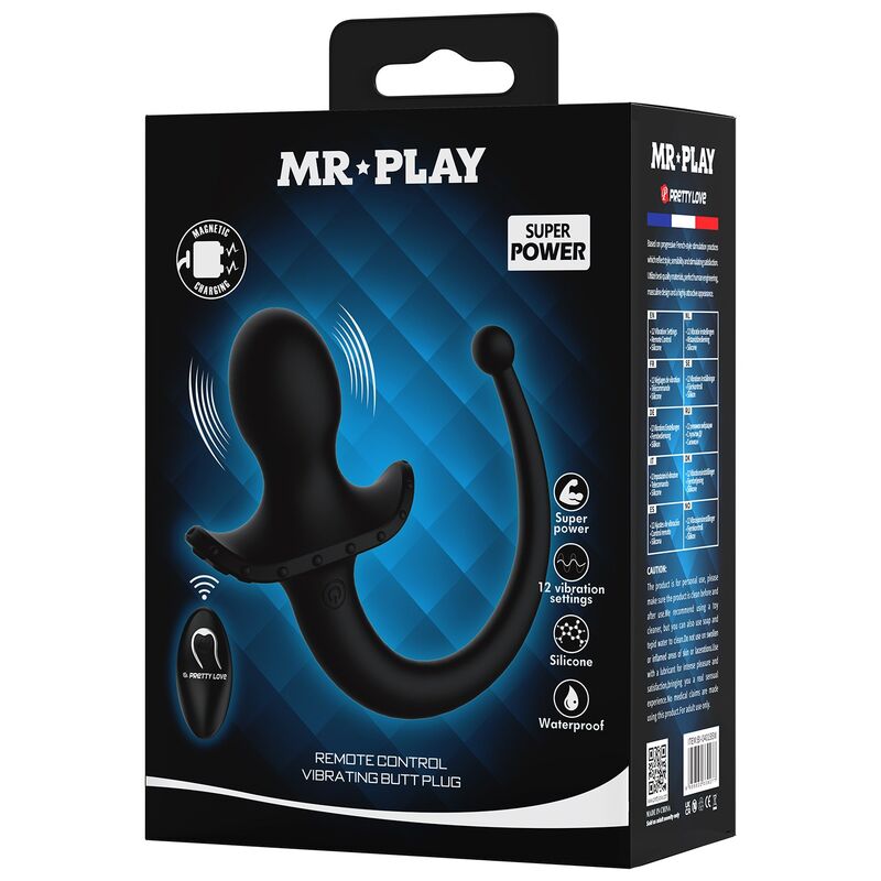 MR PLAY - VIBRADOR ANAL Y PERINEAL CON CONTROL REMOTO INALÁMBRICO NEGRO - Imagen 4