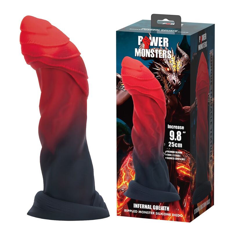 POWER MONSTERS - INFERNAL GOLIATH DILDO BICOLOR 25 CM Ø 6 CM - immagine 3
