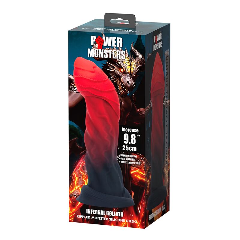 POWER MONSTERS - INFERNAL GOLIATH DILDO BICOLOR 25 CM Ø 6 CM - immagine 4