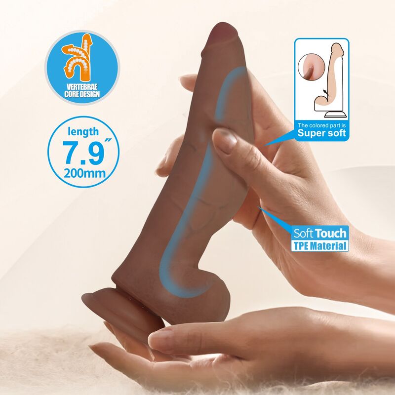 PRETTY LOVE - CUTHBERT DILDO REALÍSTICO FLEXIBLE 20 CM Ø 5 CM TPE MARRÓN - Image 8