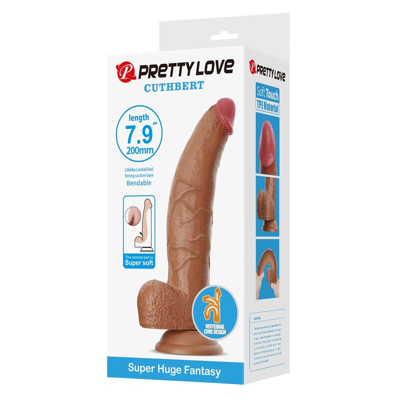 PRETTY LOVE - CUTHBERT DILDO REALÍSTICO FLEXIBLE 20 CM Ø 5 CM TPE MARRÓN - Image 3