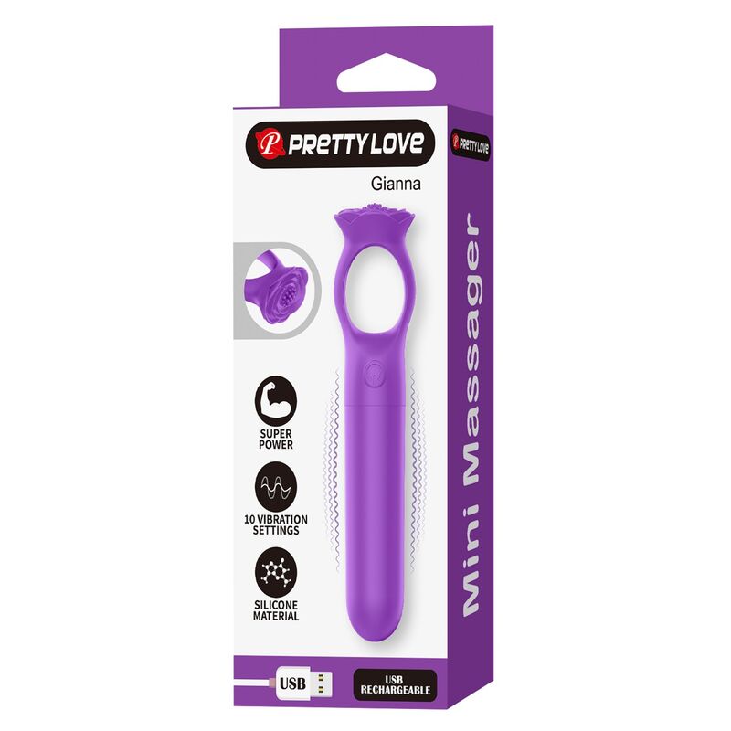 PRETTY LOVE - GIANA MINI MASAJEADOR VIBRADOR RECARGABLE MORADO - Imagen 6