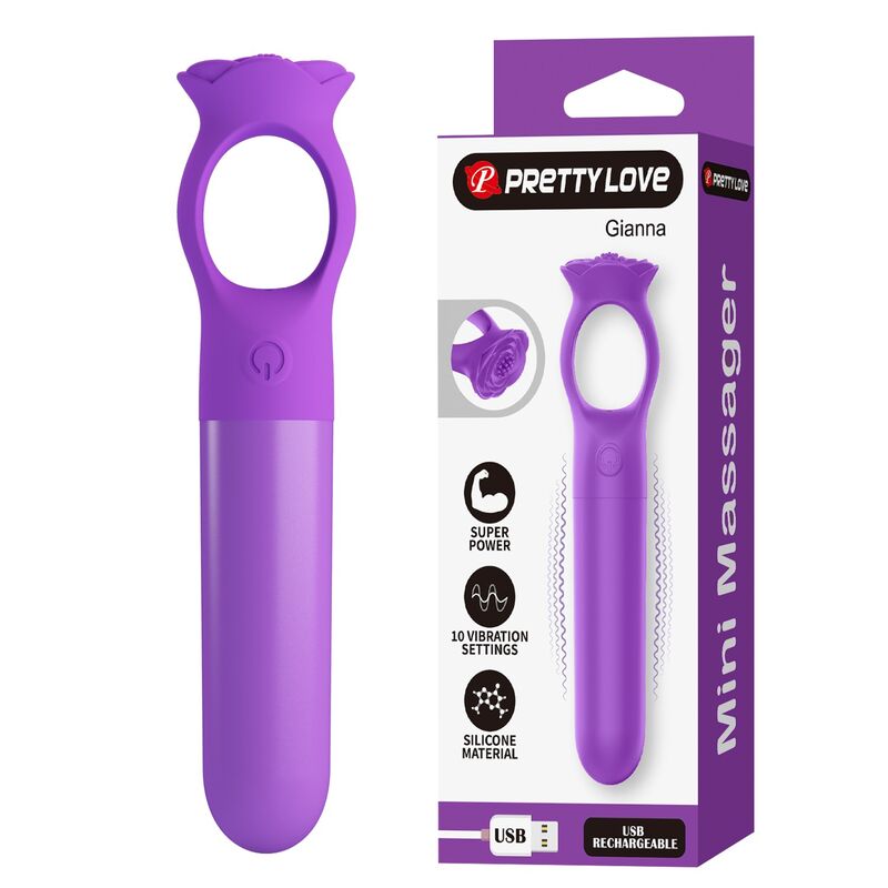 PRETTY LOVE - GIANA MINI MASAJEADOR VIBRADOR RECARGABLE MORADO - Imagen 3