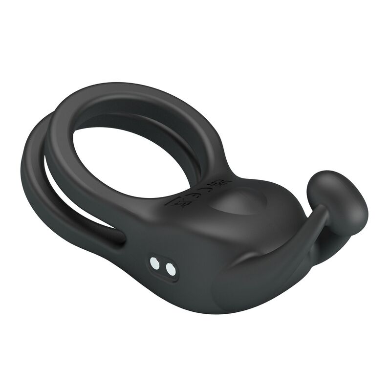PRETTY LOVE - GOODWIN ANILLO VIBRADOR DOBLE PARA PENE RECARGABLE NEGRO - Imagen 6