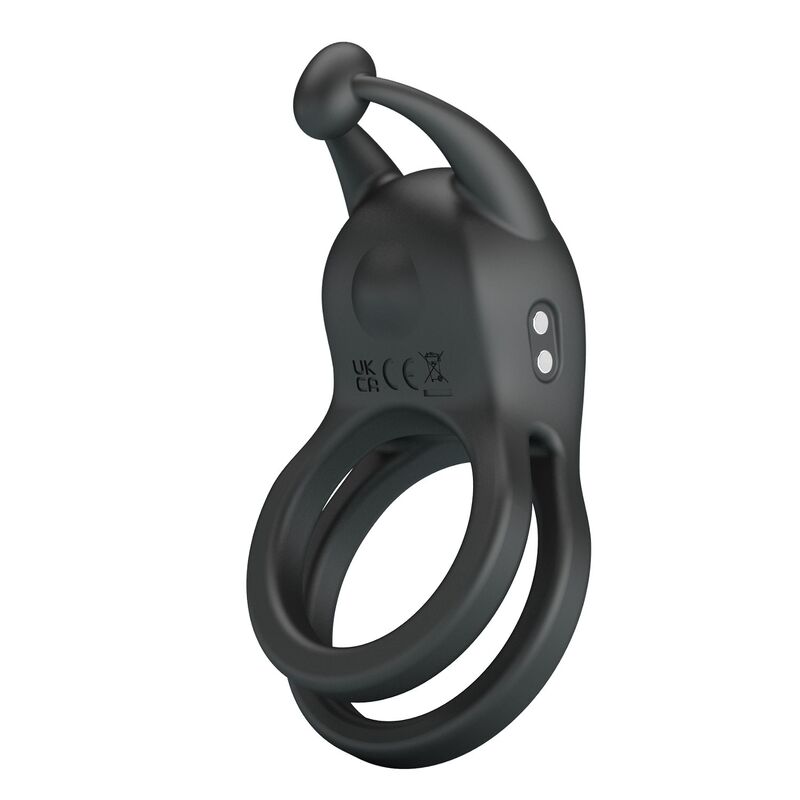 PRETTY LOVE - GOODWIN ANILLO VIBRADOR DOBLE PARA PENE RECARGABLE NEGRO - Imagen 8