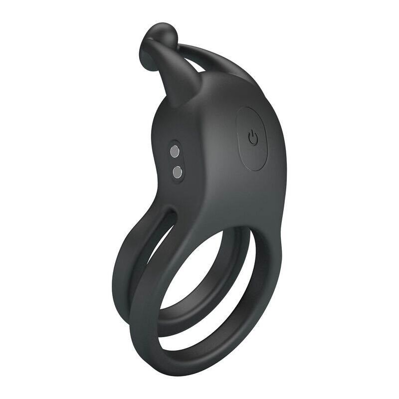 PRETTY LOVE - GOODWIN ANILLO VIBRADOR DOBLE PARA PENE RECARGABLE NEGRO - Imagen 14