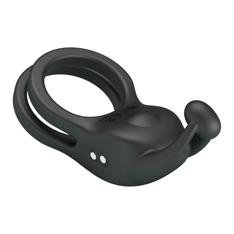 PRETTY LOVE - GOODWIN ANILLO VIBRADOR DOBLE PARA PENE RECARGABLE NEGRO - Imagen 5