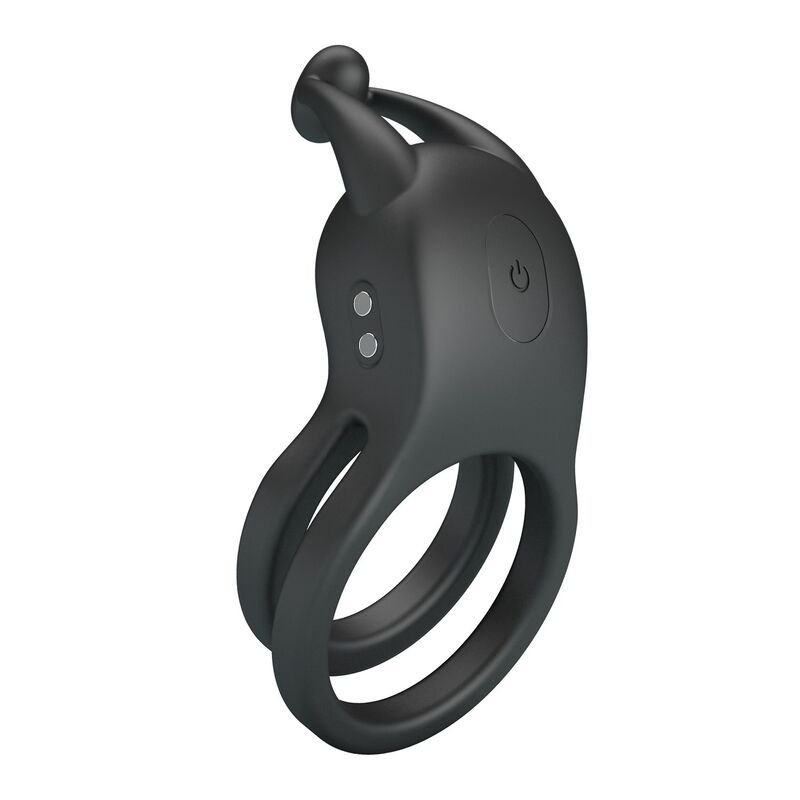 PRETTY LOVE - GOODWIN ANILLO VIBRADOR DOBLE PARA PENE RECARGABLE NEGRO - Imagen 2