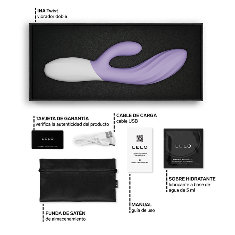LELO - INA TWIST VIBRADOR RABBIT PUNTO G Y CLÍTORIS LAVANDA - Imagen 7