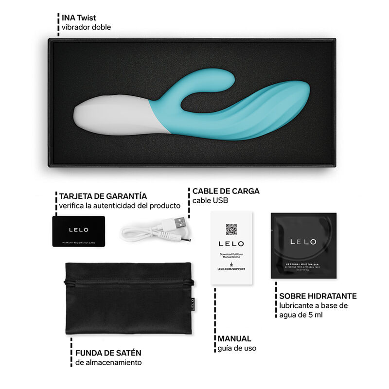 LELO - INA TWIST VIBRADOR RABBIT PUNTO G Y CLÍTORIS TURQUESA - Imagen 3