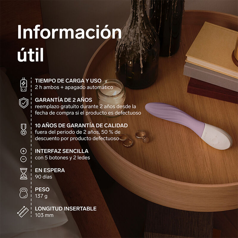 LELO - MONA TWIST VIBRADOR PARA PUNTO G RECARGABLE APP CONTROL LAVANDA LILA - Imagen 9