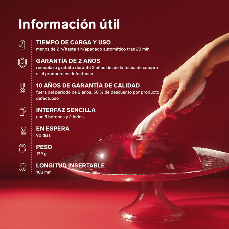 LELO - MONA SPECTRA MASAJEADOR ÍNTIMO CON LUZ ROJA RECARGABLE APP CONTROL - Imagen 5