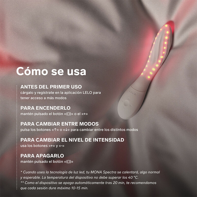 LELO - MONA SPECTRA MASAJEADOR ÍNTIMO CON LUZ ROJA RECARGABLE APP CONTROL - Imagen 3