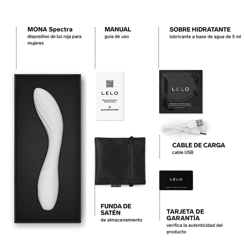 LELO - MONA SPECTRA MASAJEADOR ÍNTIMO CON LUZ ROJA RECARGABLE APP CONTROL - Imagen 6