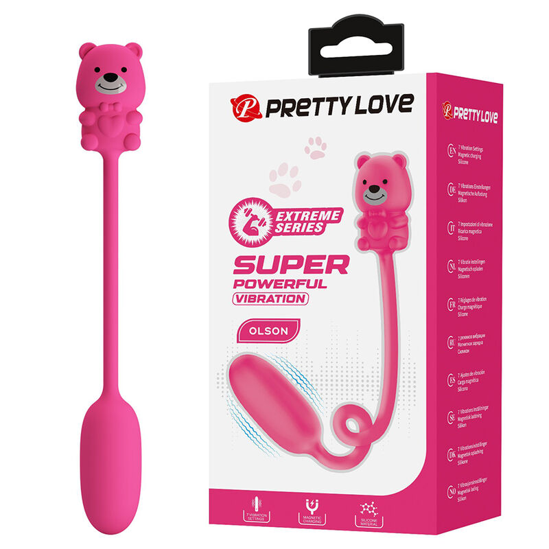 PRETTY LOVE - OLSON HUEVO VIBRADOR CON MANDO POR CABLE RECARGABLE ROSA - Imagen 3