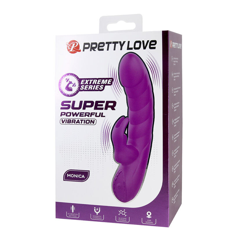 PRETTY LOVE - MONICA VIBRADOR DOBLE ESTIMULACIÓN PARA PUNTO G Y CLÍTORIS RECARGABLE MORADO - Imagen 2