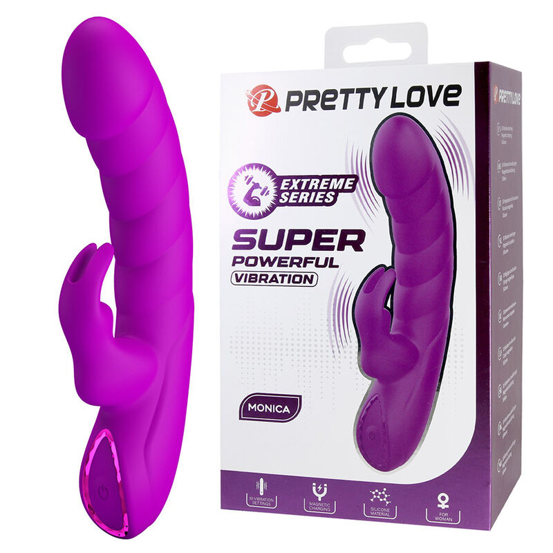 PRETTY LOVE - MONICA VIBRADOR DOBLE ESTIMULACIÓN PARA PUNTO G Y CLÍTORIS RECARGABLE MORADO - Imagen 9