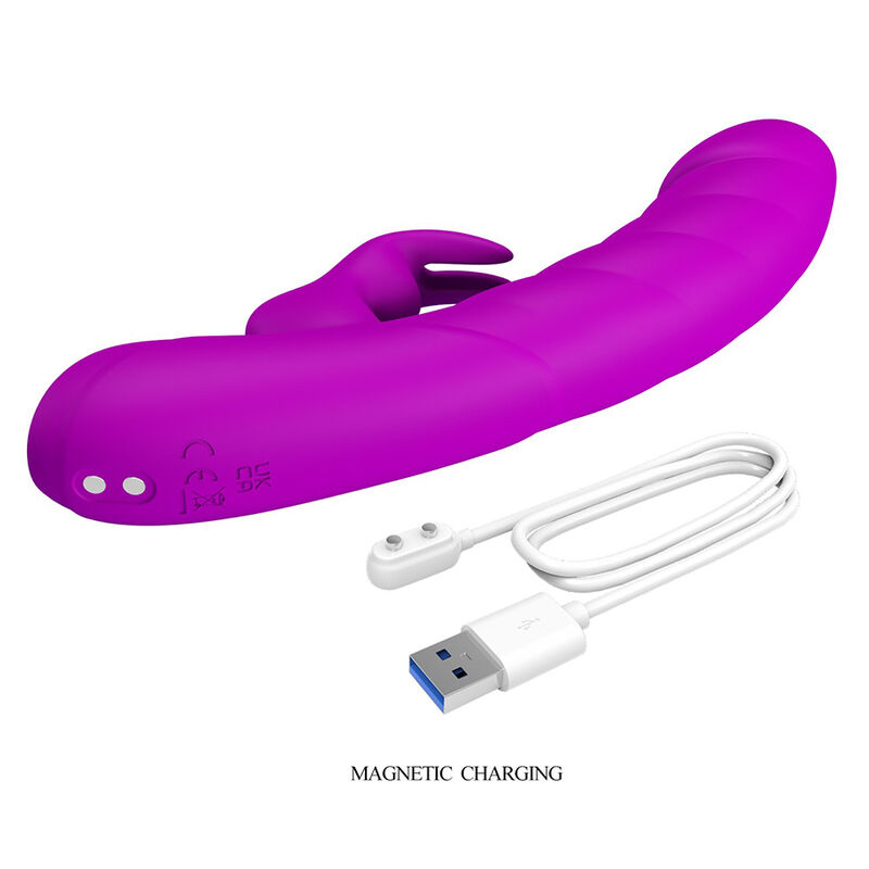 PRETTY LOVE - MONICA VIBRADOR DOBLE ESTIMULACIÓN PARA PUNTO G Y CLÍTORIS RECARGABLE MORADO - Imagen 4