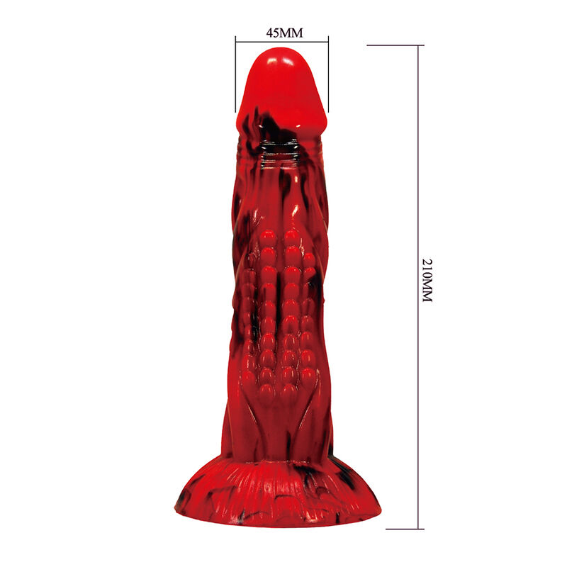 POWER MONSTERS - MINOTAUR DILDO FANTASÍA CON VENTOSA 21 CM Ø 5 CM ROJO Y NEGRO - Imagen 7