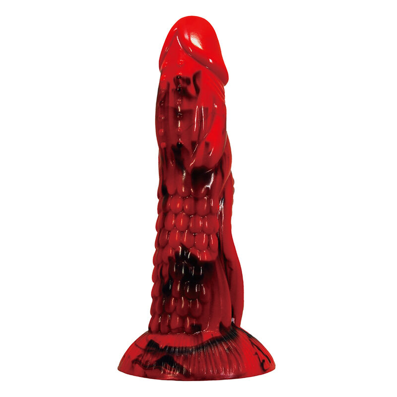 POWER MONSTERS - MINOTAUR DILDO FANTASÍA CON VENTOSA 21 CM Ø 5 CM ROJO Y NEGRO - Imagen 4