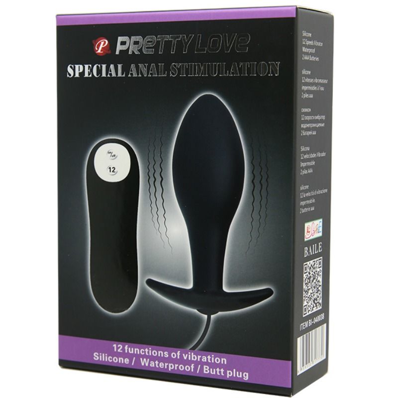 PRETTY LOVE - PLUG ANAL SILICONA FORMA ANCLA 12 MODOS VIBRACIÓN NEGRO - Imagen 8