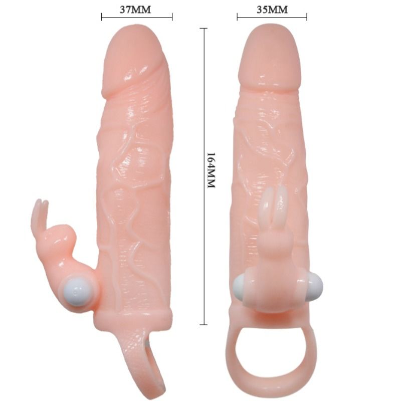 BAILE - BRAVE MAN FUNDA PENE CON RABBIT VIBRADOR 16.5 CM NATURAL - Imagen 7