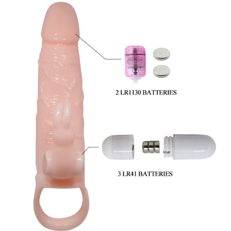 BAILE - BRAVE MAN FUNDA PENE CON RABBIT VIBRADOR 16.5 CM NATURAL - Imagen 5