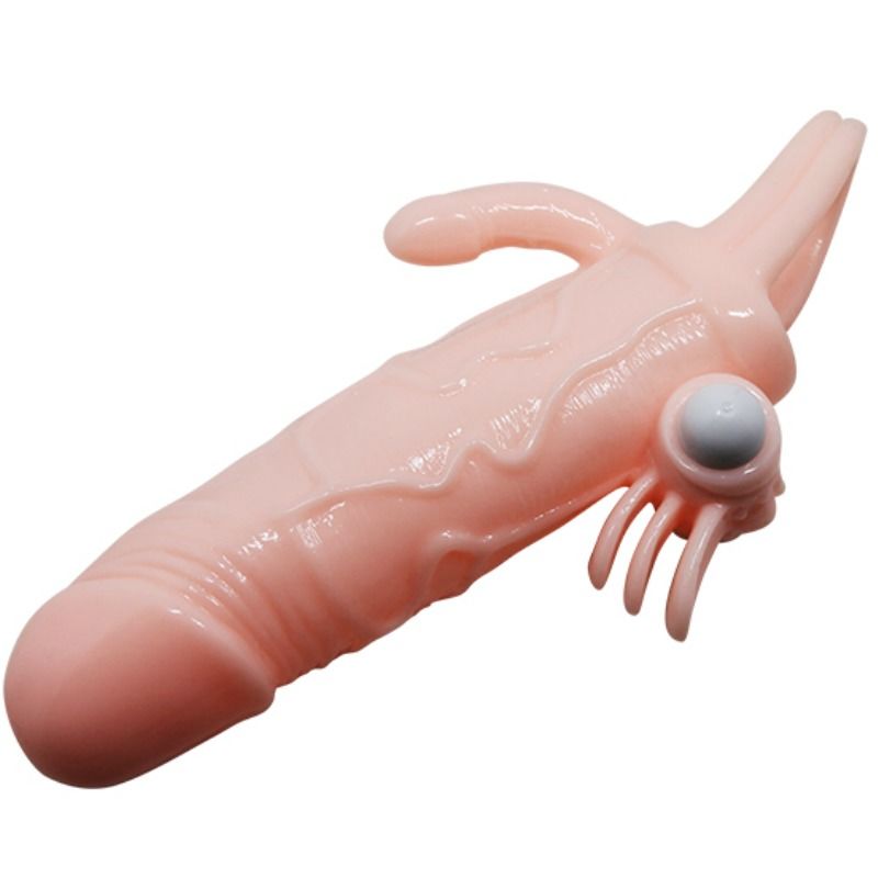 BAILE - BRAVE MAN FUNDA PENE ANAL Y CLÍTORIS VIBRADOR 16.5 CM NATURAL - Imagen 5