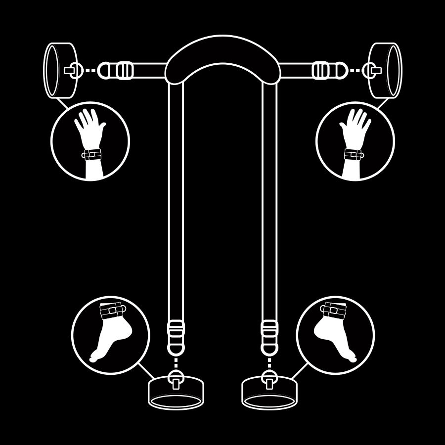 FETISH SUBMISSIVE - POSICIÓN MASTER CON 4 ESPOSAS CON FORRO DE NEOPRENO - Imagen 7