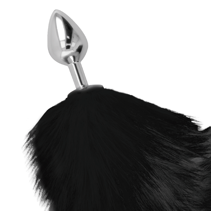 DARKNESS - PLUG ANAL SILVER 8 CM CON COLA NEGRO - Imagen 2