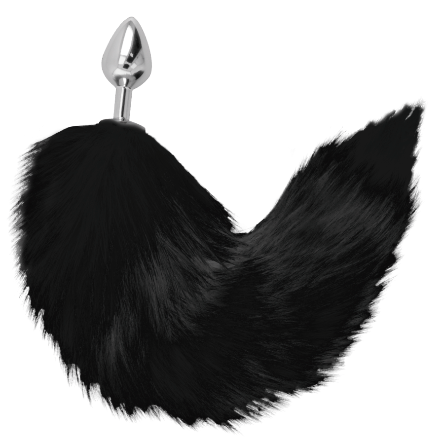 DARKNESS - PLUG ANAL SILVER 8 CM CON COLA NEGRO - Imagen 5
