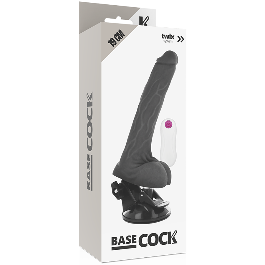 BASECOCK - VIBRADOR REALÍSTICO CONTROL REMOTO NEGRO 19 CM -O- 4 CM - Imagen 3