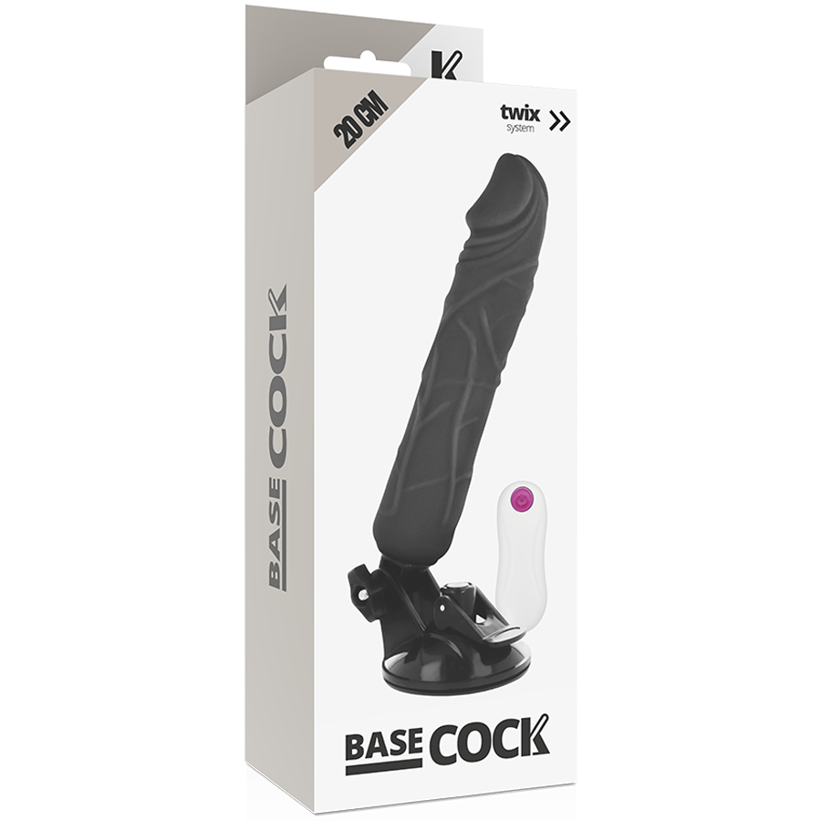 BASECOCK - VIBRADOR REALÍSTICO CONTROL REMOTO NEGRO 20 CM -O- 4 CM - Imagen 3