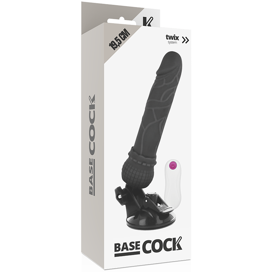 BASECOCK - VIBRADOR REALÍSTICO CONTROL REMOTO NEGRO 19.5 CM -O- 4 CM - Imagen 5