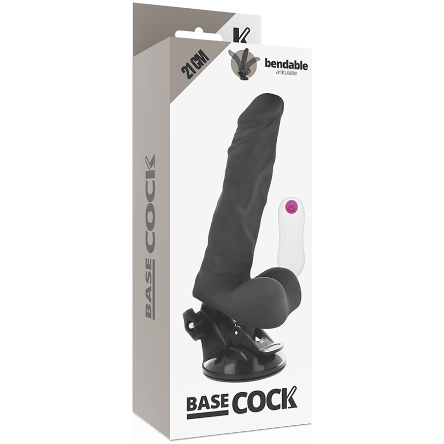 BASECOCK - VIBRADOR REALÍSTICO ARTICULABLE CONTROL REMOTO NEGRO 21 CM -O- 5 CM - Imagen 6