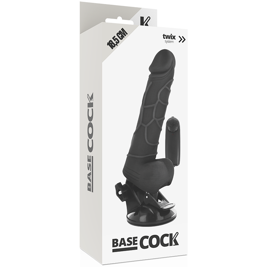 BASECOCK - VIBRADOR REALÍSTICO CONTROL REMOTO NEGRO 18.5 CM -O- 4CM - Imagen 3